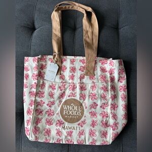 Pink Floral Tote Bag “wholefoods hawaii”